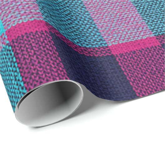 Neo-Fuchsia Plaid Giftwrap Geschenkpapier (Rolleneckpunkt)