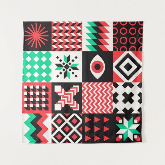 NEO GEO. Geometrisches Muster Wandteppich (Vorderseite (Horizontal))