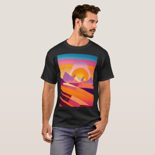 NEO GEO SUNSET LANDSCAPE T-Shirt (Vorne ganz)