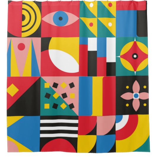 Neo Geometrische Illustration. Geometrische Formen Duschvorhang (Vorderseite)