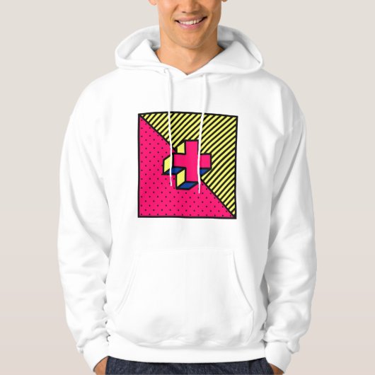 Neo Memphis Cross /Plus Signing Motif Hoodie (Vorderseite)