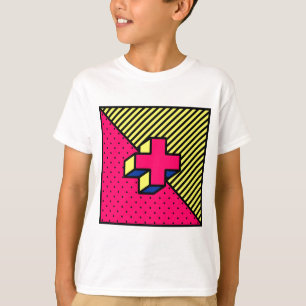 Neo Memphis Cross /Plus Signing Motif T-Shirt