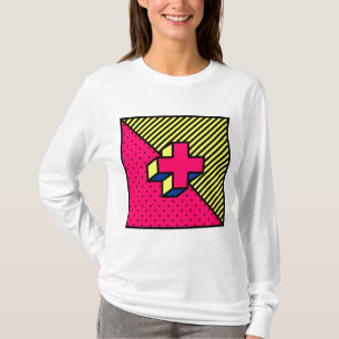 Neo Memphis Cross /Plus Signing Motif T-Shirt