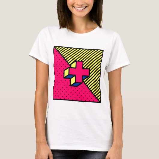 Neo Memphis Cross /Plus Signing Motif T-Shirt (Vorderseite)
