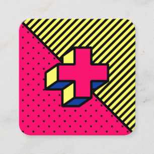 Neo-Memphis-Patch - Cross/Plus-Zeichen Quadratische Visitenkarte