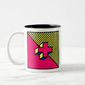 Neo-Memphis-Patch - Cross/Plus-Zeichen Zweifarbige Tasse (Links)