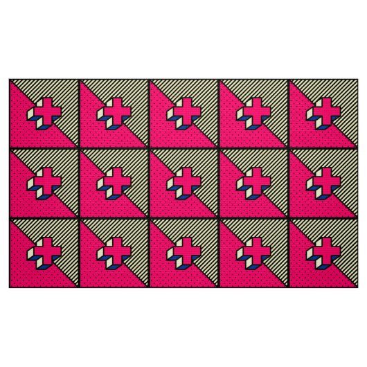 Neo-Memphis-Pattern - Cross/Plus-Zeichen Stoff (Fat Quarter (45,7 x 55,9 cm))