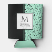 NEO MINT BLACK Floral Custom Monogram Keepake Dosenkühler (Vorderseite)