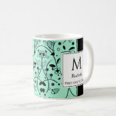 Neo Mint Black Floral WERTVOLL an GOD angepasst Kaffeetasse (VorderseiteRechts)