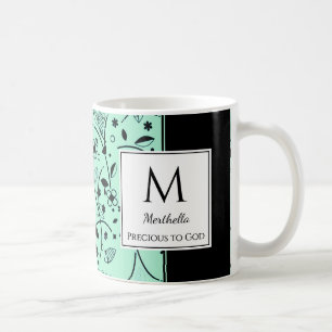 Neo Mint Black Floral WERTVOLL an GOD angepasst Kaffeetasse