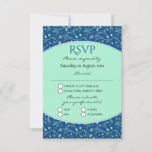 NEO MINT CLASSIC BLAU Elegantes Design RSVP Karte