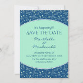 NEO MINT CLASSIC BLAU Ereignis Moderne Blüte Save The Date (Vorderseite)