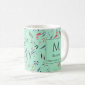 Neo Mint Floral MONOGRAM WERTVOLL an GOTT Kaffeetasse (VorderseiteRechts)