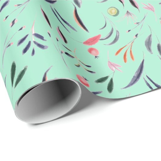 NEO MINT Floral Watercolor Geschenkpapier (Rolleneckpunkt)