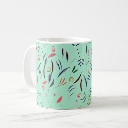 Neo Mint Floral WERTVOLL, um GOT Custom MONOGRAM Kaffeetasse (Vorderseite Links)