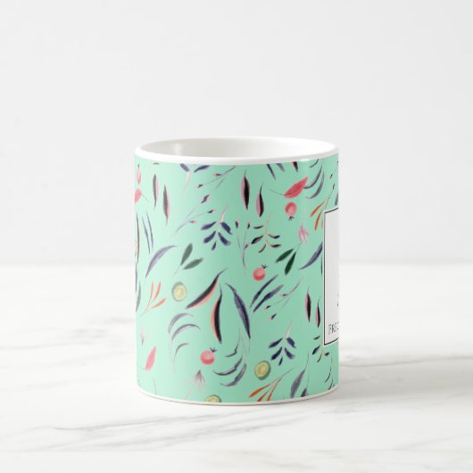 Neo Mint Floral WERTVOLL, um GOT Custom MONOGRAM Kaffeetasse (Mittel)