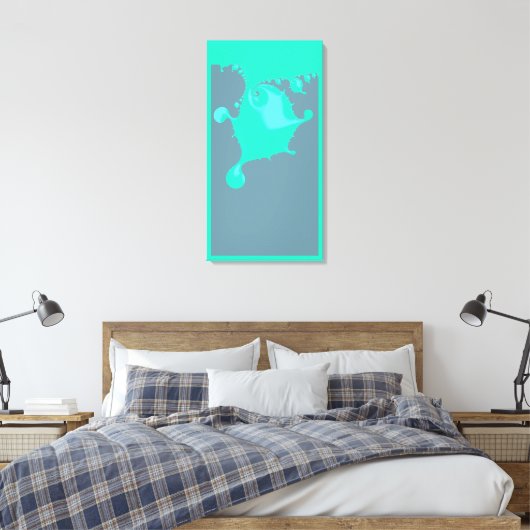 Neo Mint Fraktal Nassfarbe Tropfen Minimal Abstrak Leinwanddruck (Insitu (Schlafzimmer))
