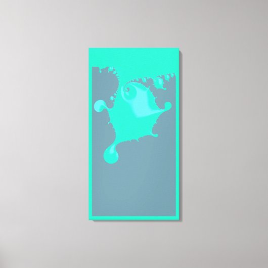 Neo Mint Fraktal Nassfarbe Tropfen Minimal Abstrak Leinwanddruck (Vorderseite)