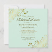 Neo Mint & Gold Hochzeit Probe Dinner Square Einladung (Vorderseite)