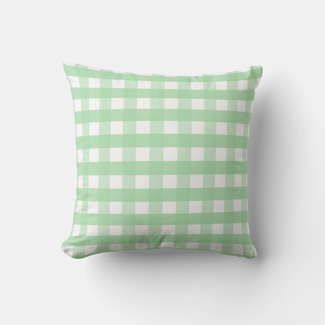 Neo Mint Green und White Gingham Kissen (Vorderseite)