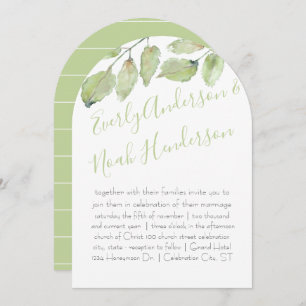 Neo Mint Greenery Typografy Hochzeit im Herbst Einladung