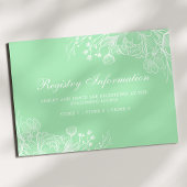 Neo Mint Modern White Floral Registry Info Card Begleitkarte