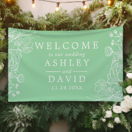 Neo Mint Modern White Floral Willkommensbanner Banner