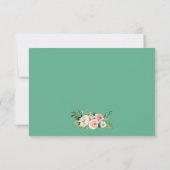 Neo Mint Pink White Floral Gold Hochzeit RSVP (Rückseite)
