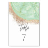 Neo mint rosegold marmoragate Kalligraphie elegant Tischnummer (Rückseite)