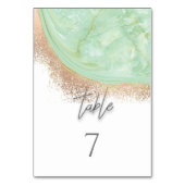 Neo mint rosegold marmoragate Kalligraphie elegant Tischnummer (Vorderseite)