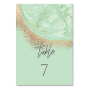 Neo mint rosegold marmoragate Kalligraphie elegant Tischnummer