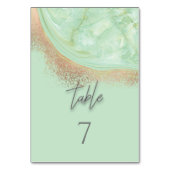 Neo mint rosegold marmoragate Kalligraphie elegant Tischnummer (Rückseite)