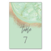 Neo mint rosegold marmoragate Kalligraphie elegant Tischnummer (Vorderseite)
