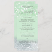 Neo mint silber-chic glittery trendy Kalligraphie Menükarte (Vorne/Hinten)
