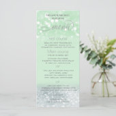 Neo mint silber-chic glittery trendy Kalligraphie Menükarte (Stehend Vorderseite)