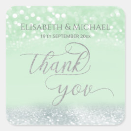 Neo mint silber-chic glittery trendy Kalligraphie Quadratischer Aufkleber