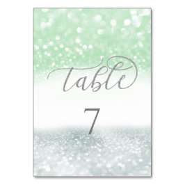 Neo mint silber-chic glittery trendy Kalligraphie Tischnummer