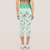 Neo Mint Tropical Palm Blätter Muster Capri Leggings (Rückseite)