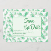 Neo Mint Tropical Palm Blätter Save the Date Einladung (Vorne/Hinten)