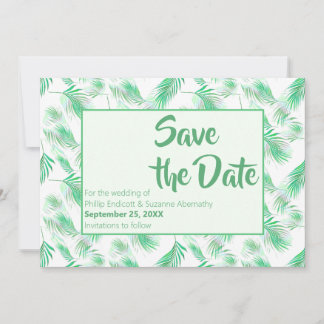 Neo Mint Tropical Palm Blätter Save the Date Einladung