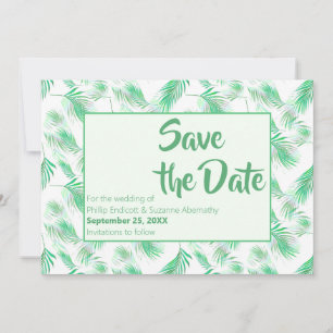 Neo Mint Tropische Palmwedel Save the Date Einladung