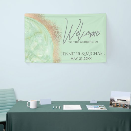 Neo-Minze-Rose Goldmarmor-Agate Kalligraphie Banner (Messeveranstaltung)