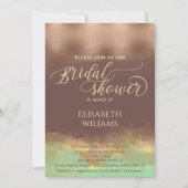 Neo-Minze Zimt Rose Goldfolie Aquarell Einladung (Vorderseite)