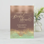 Neo-Minze Zimt Rose Goldfolie Aquarell Einladung (Stehend Vorderseite)