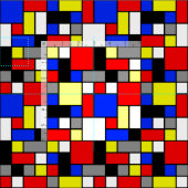 Neo Plasticism Blue Red Gelb White Grey Blocks Stoff (Kachel)