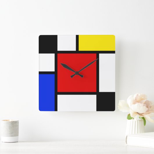 Neo-Plastizismus 2 Quadratische Wanduhr (Zuhause)