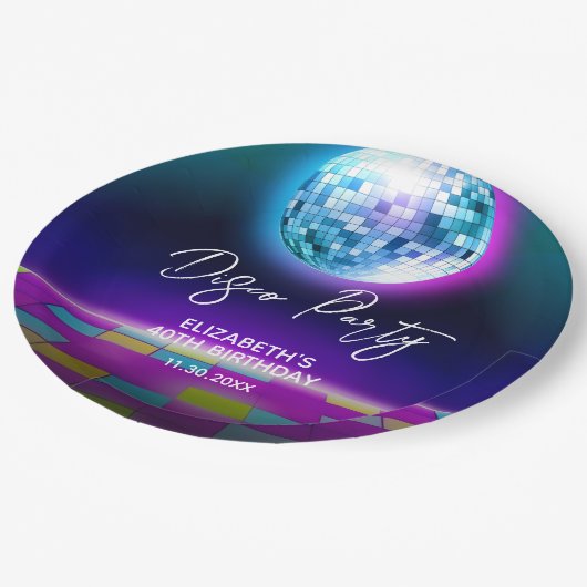 Neo Retro Disco Party Dance Pappteller (Schrägansicht)