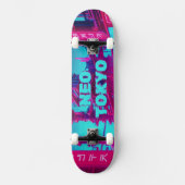 Neo-Tokio Cyberpunk Auto Synthwave Straße Skateboard (Vorderseite)