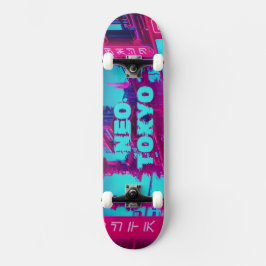 Neo Tokyo Cyberpunk Car Synthwave Street Skateboard