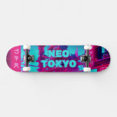 Neo Tokyo Cyberpunk Car Synthwave Street Skateboard (Horizontal)